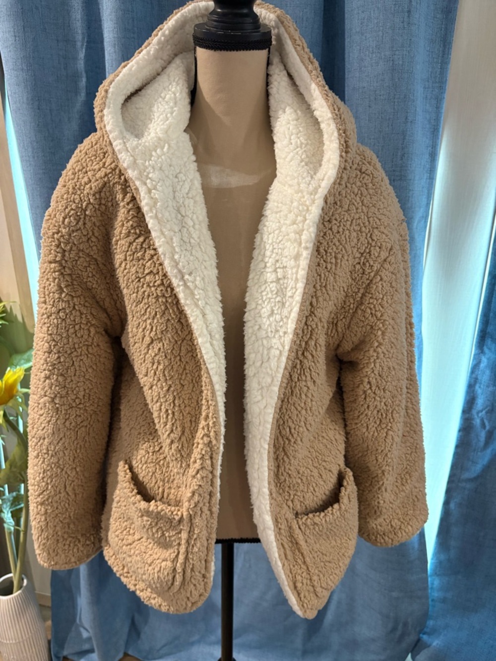 Love Tree Cream Sherpa Hooded Jacket